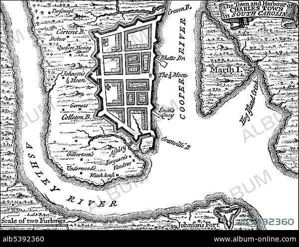 Historical drawing, US-American history, 18th century, map of Charlestown, Boston, Massachusetts, USA, 1780, North America.