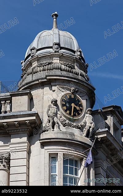 BRISTOL, UK - MAY 14 : Impressive clock above the jetty restaurant in Bristol on May 14, 2019.