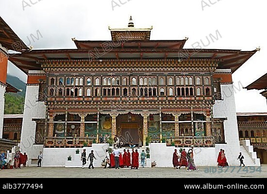 Tashichho Dzong, Buddhistic monastery, Thimphu, Thimphu District, Bhutan, Asia.