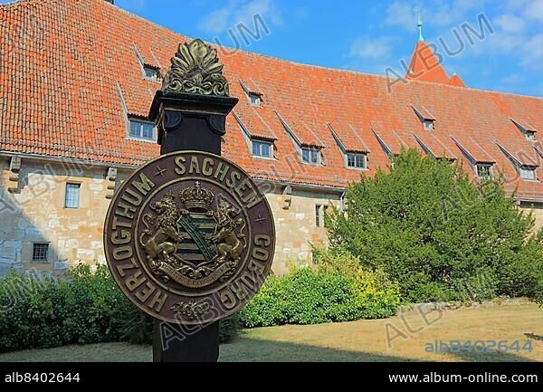 Veste Coburg, Coat of Arms of the Duchy of Saxony, Coburg, Coburg, Upper Franconia, Bavaria, Germany, Europe.