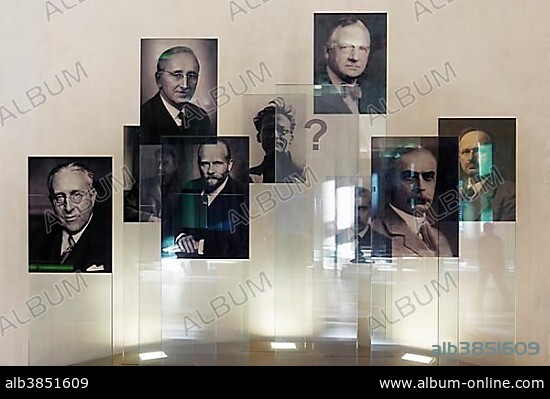 Portraits of Nobel laureates of the University of Vienna, Konrad Lorenz, Erwin Schrödinger, Karl Landsteiner and others, Ringstraße, Vienna, Austria, Europe.