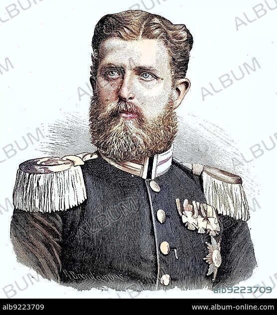 Leopold, Prince of Hohenzollern, Leopold Stephan Karl Anton Gustav Eduard Tassilo Prince of Hohenzollern, 1835, 1905, was the head of the Swabian branch of the House of Hohenzollern and played a fleeting role in European power politics in connection with the Franco-Prussian War, Situation from the time of the Franco-Prussian War, 1870-1871, Historical, digitally restored reproduction from a 19th century original.