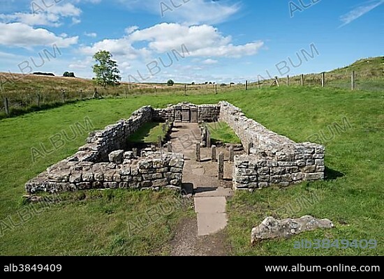Temple of Mithras from 3rd century, Hadrian's Wall, Carrawburgh, Northumberland, England, United Kingdom, Europe.