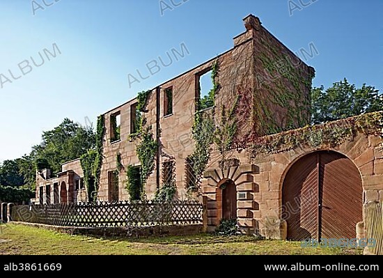 Ruin of the Hammer family mansion, Historical factory Hammer, Laufamholz, Nuremberg, Middle Franconia, Franconia, Bavaria, Germany, Europe.