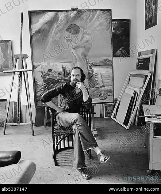 The painter Sighard Gille, Leipzig, GDR, historical picture, 1978.