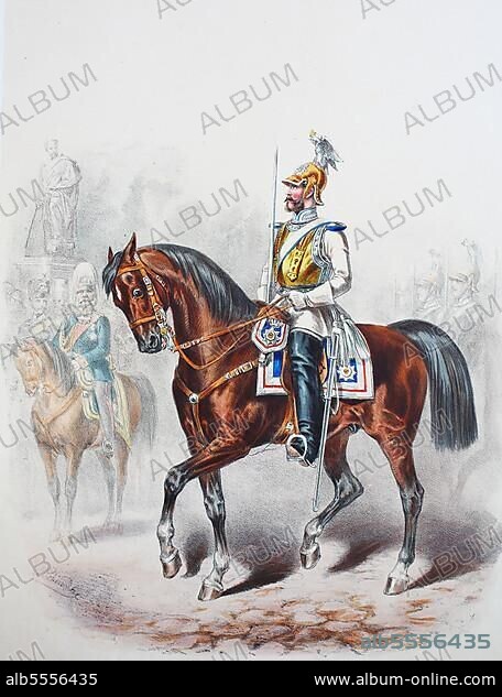 Prussian Army, Prussian Guard, Guard Cuirassier Regiment, Officer, Army Uniform, Military, Prussia, Germany, Digitally Restored Reproduction of a 19th century Original, Europe.