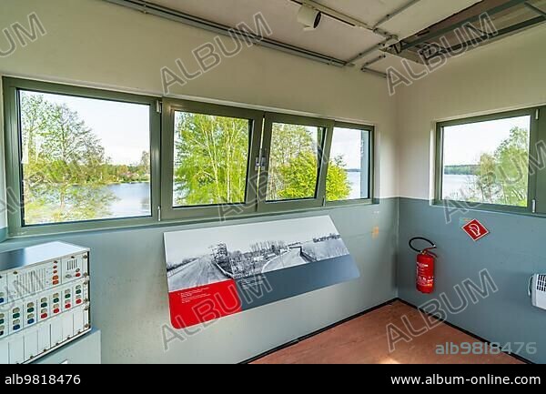 Interior of the Nieder Neuendorf border tower; watchtower and command post on the GDR border and Berlin Wall; Wall cycle path; Brandenburg; Germany; Europe.