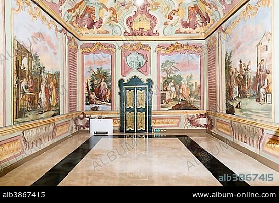 Rococo fresco by Domenico Carella, Sala della Bibbia, Palazzo Ducale, Martina Franca, Valle d'Itria, Apulia, Italy, Europe.