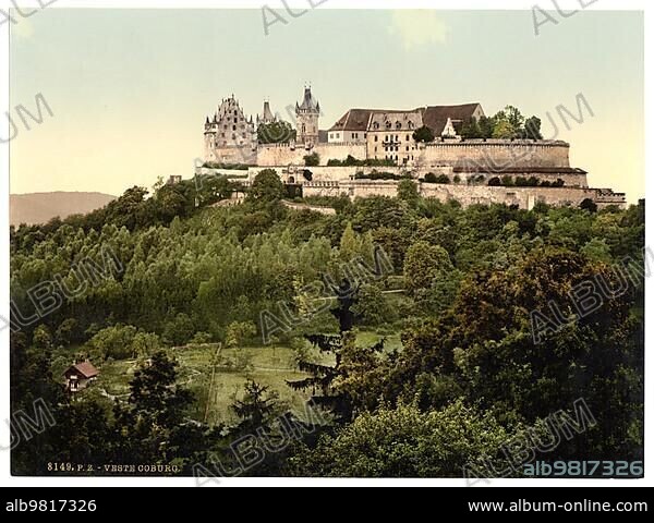 The Veste Coburg; Castle; Upper Franconia; Bavaria; Germany; Historic; digitally restored reproduction of a photochromic print from the 1890s; Europe.