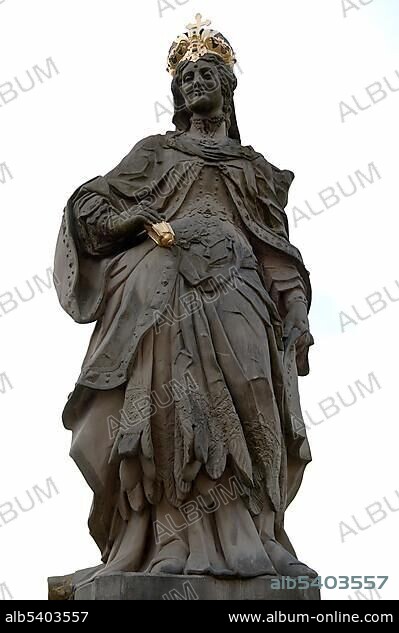 Statue of Saint Cunegunda of Luxembourg, Bamberg, Upper Franconia, Bavaria, Germany, Europe.