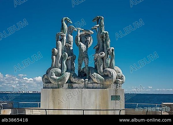 Sculpture of Heracles and the Hydra, by artist Rudolph Tegner, at Culture Harbour Kronborg in Elsinore, Hovedstaden Region, Denmark, Europe.