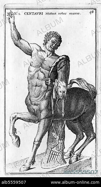 Ein Kentaur, Centaurus, Centauri, Zentaur, ein Mischwesen der griechischen Mythologie aus Pferd und Mensch, historisches Rom, Italien, digitale Reproduktion einer Originalvorlage aus dem 18. Jahrhundert, Originaldatum nicht bekannt.