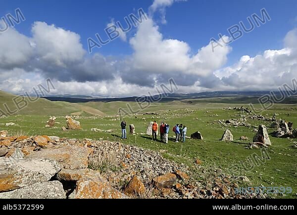 Zorats Karer, 6000 B.C. stoneage observatory, menhir of Karahunj, Cara Hunge, Armenia, Asia.