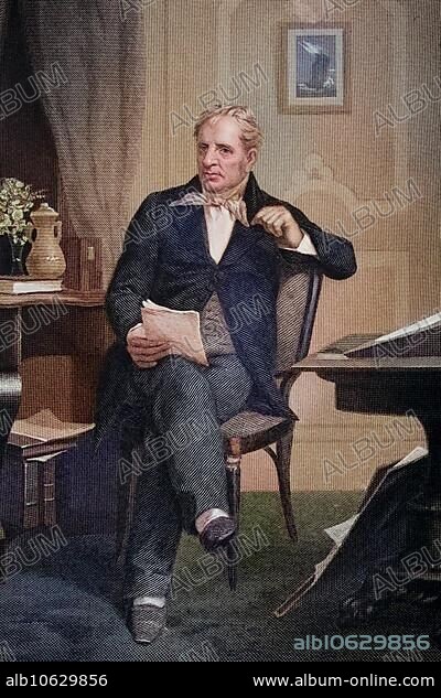James Fenimore Cooper (born 15 September 1789 in Burlington, New Jersey as James Cooper, died 14 September 1851 in Cooperstown, New York) was an American writer of the Romantic period, after a painting by Alonzo Chappel (1828-1878), Historical, digitally restored reproduction from a 19th century original.