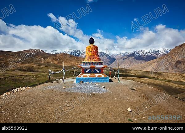Buddha in Langza village. Spiti Valley, Himachal Pradesh, India, Asia.