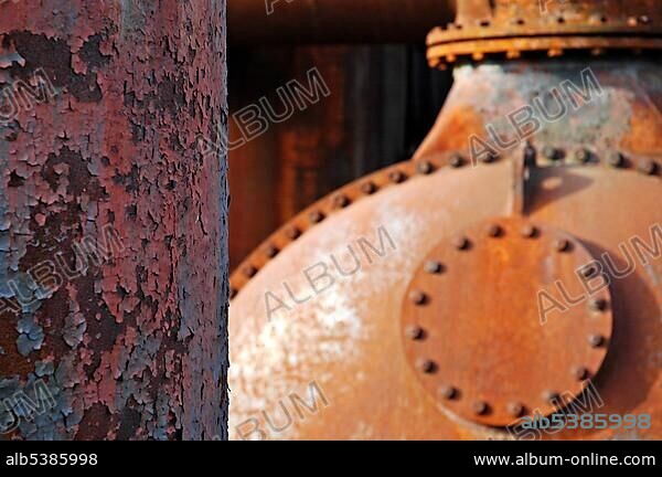 Rusty iron boiler on the Gelaende of the former coking plant Hansa, Westfaelisches industry museum, route of the industry culture, industry monument, Dortmund, Ruhr district, Ruhr pot, NRW, Nordrhein Westphalia, Germany, Europe.