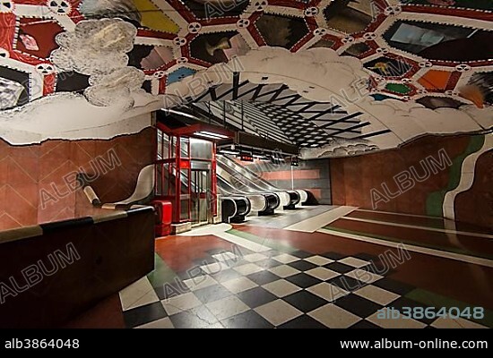 Subway, Kungsträdgården station, Tunnelbana, Stockholm, Sweden, Europe.