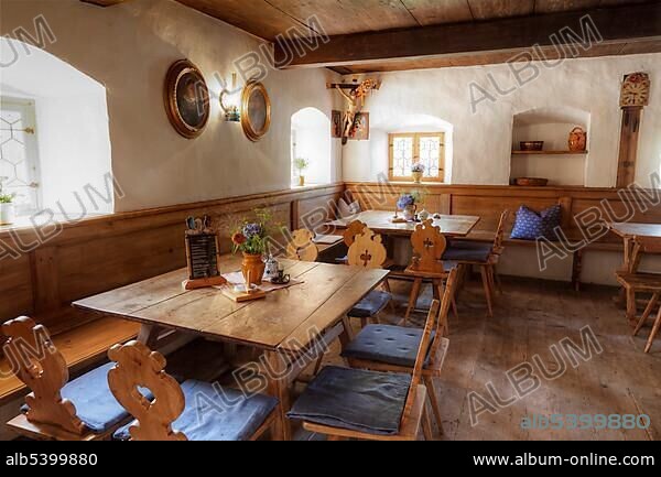 Restaurant at Wofenhof farm, Markus Wasmeier Farm and Winter Sports Museum, Schliersee, Upper Bavaria, Bavaria, Germany, Europe.