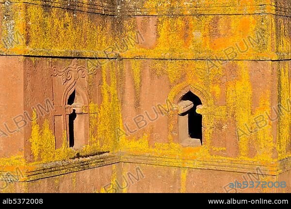 Detail of Bet Giyorgis church at Lalibela, UNESCO World Heritage Site, Amhara, Ethiopia, Africa.