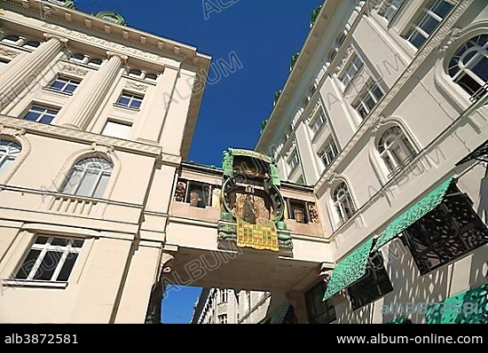 Ankeruhr Clock in Ankerhof, by Franz von Matsch, Art Nouveau, 1913, Vienna, Vienna State, Austria, Europe.