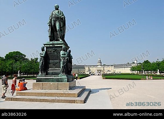 Monument, Karl Friedrich, Grand Duke of Baden, Karlsruhe Palace, Baden State Museum since 1921, Karlsruhe, Baden-Wuerttemberg, Germany, Europe.