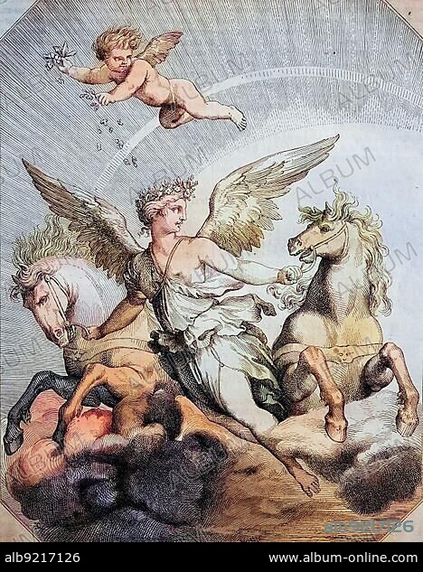 Aurora, Goddess of the Dawn, Mythology, Historical, Digitally restored reproduction of a 19th century original.