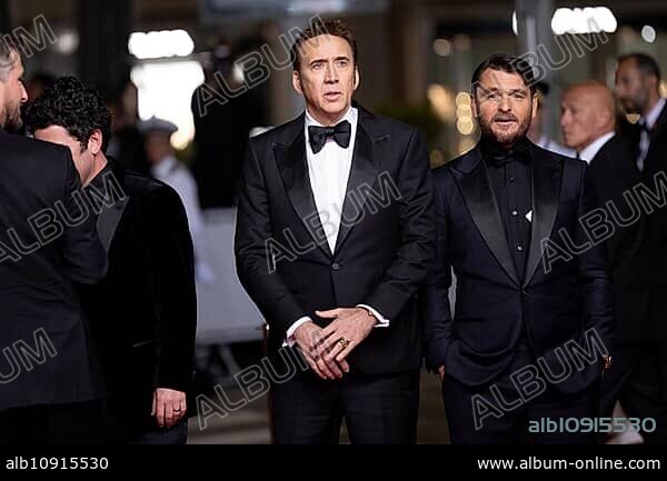 Cannes, France, 17.5.2024: Nicolas Cage and Justin Rosniak at the premiere of The Surfer on the red carpet of the Palais des Festivals during the 77th Cannes International Film Festival. The 77th Cannes International Film Festival will take place from 14 to 25 May 2024, Europe.