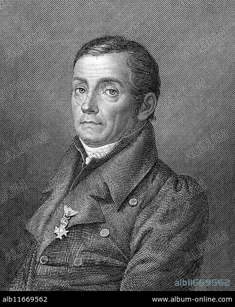 Johann Friedrich Rohr (1777-1848) on engraving from 1859. German theologian. Engraved by F.Fleischman and published in Meyers Konversations-Lexikon, Germany, 1859, Europe.