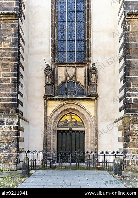 Germany - 13 September 2020: the door of the castle church door in Wittenberg where Martin Luther nailed his 95 theses in 1517.