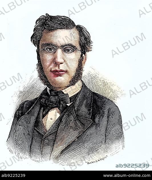 Olivier Emile Ollivier, 1825, 1913, was a French statesman. He began as a zealous republican who opposed Emperor Napoleon III, pushed the Emperor to liberal reforms and in turn fell more and more into Napoleons sphere of influence, Situation from the time of the Franco-Prussian War, 1870-1871, Historical, digitally restored reproduction from a 19th century original.