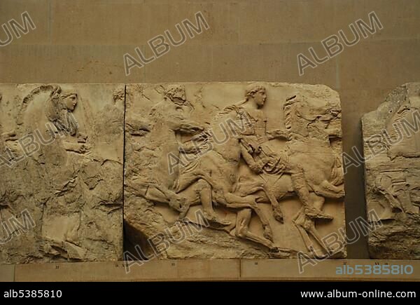 Elgin Marbles from the Parthenon Temple of Athens Akropolis British Museum London UK.