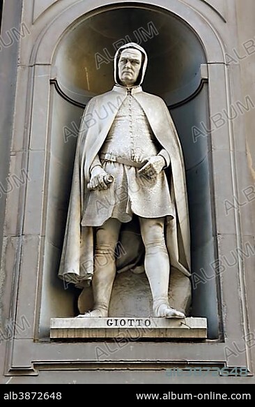 Statue, Giotto, Uffizien, Piazza della Signoria, Florence, Italy, Europe.