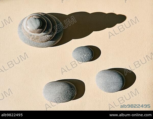 Zen stones cairn. Harmony and balance concept. Top view.