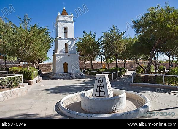 Bell tower, Iglesia San Lucas church (1750), Toconao, RegiÃ³n de Antofagasta, Chile, South America.