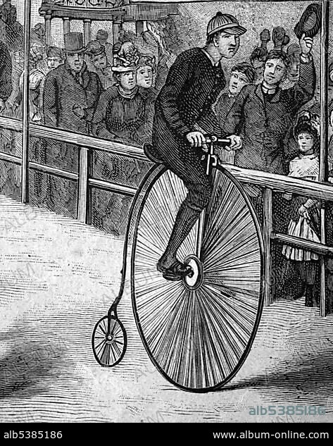Man riding penny farthing best sale