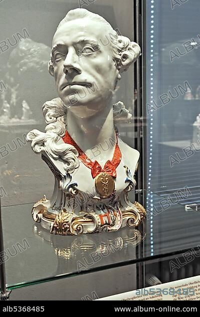 Bust of Graf Sigmund von Haimhausen, Porzellan Manufaktur Nymphenburg from 1763, Bavarian National Museum, Munich, Bavaria, Germany, Europe.