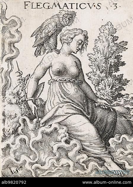 Phlegmatic temperament; the four different temperaments; documented on human types. The four temperaments are the sanguine; the choleric; the phlegmatic and the melancholic temperament; 1767; Germany; Historical; digitally restored reproduction from a 19th century original; Europe.