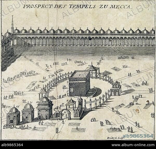The Kaaba in Mecca after an illustration from a Koran, c. 1746, Saudi Arabia, digitally restored reproduction from an original of the period, Asia.