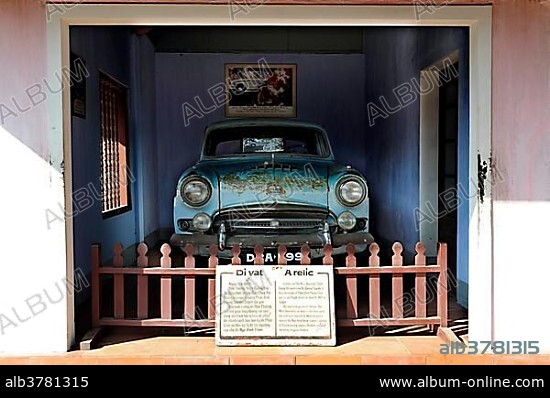 The Austin car which took the Buddhist monk Thich Quang Duc to Saigon in order to burn himself to death as a protest against the government in 1963, Thien Mu Pagoda, Hue, North Vietnam, Vietnam, Southeast Asia, Asia.
