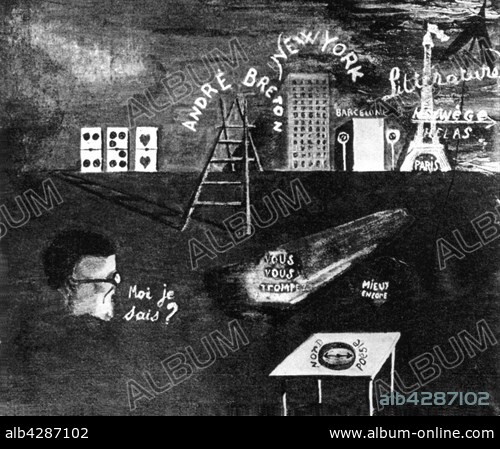 Drawing by Robert Desnos. Death of André Breton. 1922. France.