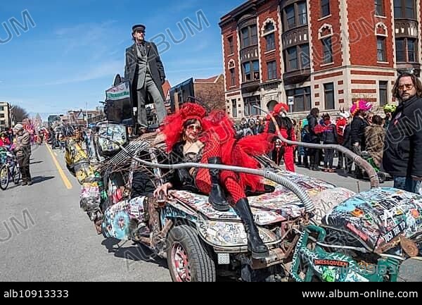 Detroit, Michigan, The Marche du Nain Rouge celebrates the coming of spring and banishes the Nain Rouge (Red Dwarf) from the city. Legend dating from the founding of Detroit in 1701 says that Le Nain Rouge is an evil spirit responsible for many of the ills haunting the city. The annual event to drive Le Nain from Detroit now has the feel of Mardi Gras, with a parade, street theater, costumes, and food and drink.