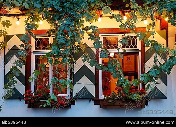A cosy restaurant called Old House, Bacharach on the Rhine, Rheinland-Pfalz, Germany, Europe.