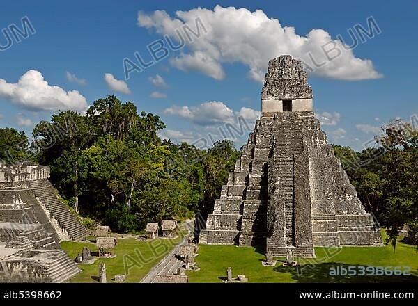 Maya ruins, Tikal, view of Temple I, Yucatan, Guatemala, Central America.