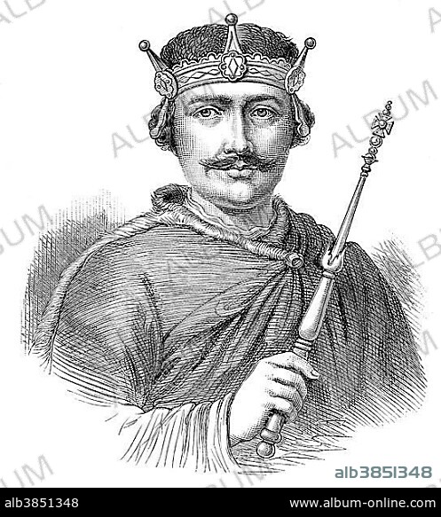 Portrait of William II, known as William Rufus or William the Red, 1056 - 1100, King of England from 1087 until 1100.
