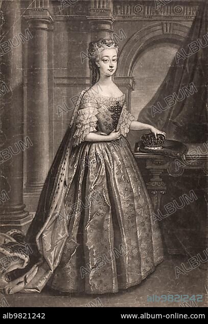 Princess Anne; Princess Royal and Princess of Orange (2 November 1709-12 January 1759) was the second child and eldest daughter of the British King and Elector of Brunswick George II; after a painting by Philippe Mercier (1689-1760); Historic; digitally restored reproduction of a historical original.