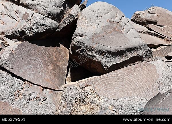 Rock drawings, petroglyphes in La Erita, Caldera de Taburiente National Park, La Palma, Canary Islands, Spain, Europe.