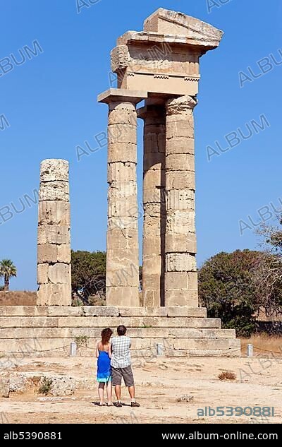 Ruins of the Temple of Apollo, above Rhodes Town, Island of Rhodes, Greece, Europe.