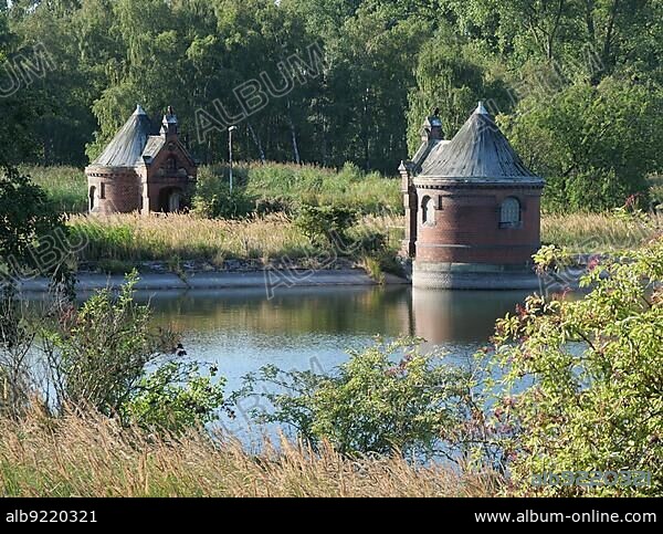Wasserkunst Kaltehofe, a mixture of industrial monument, museum and nature trail, in the nature reserve on the Elbe island of Kaltehofe, Hamburg, Germany, Europe.