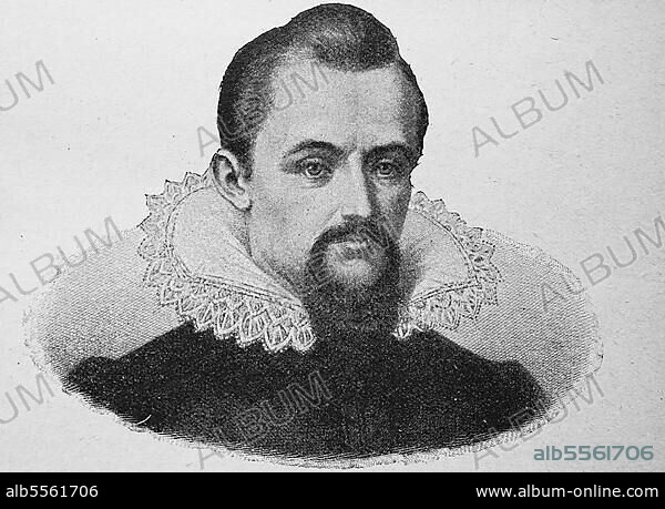 Johannes Kepler, Keppler, Ioannes Keplerus, 27. Dezember 1571, 15. November 1630, deutscher Naturphilosoph, Mathematiker, Astronom, Astrologe, Optiker und evangelischer Theologe, digital restaurierte Reproduktion einer Originalvorlage aus dem 19. Jahrhundert.