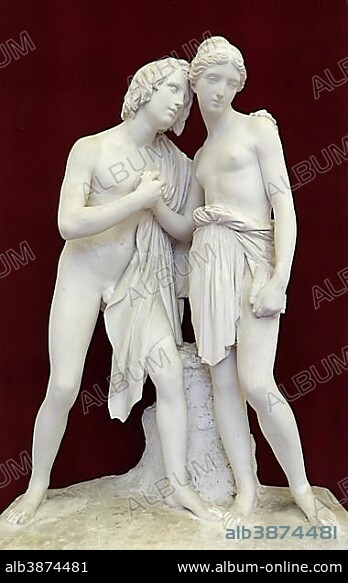 Sculpture of Daphne and Cloe, Galleria dell'Accademia, Florence, Tuscany, Italy, Europe.